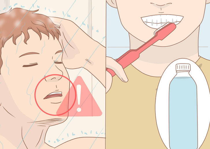 Be careful not to get any water in your mouth when you shower