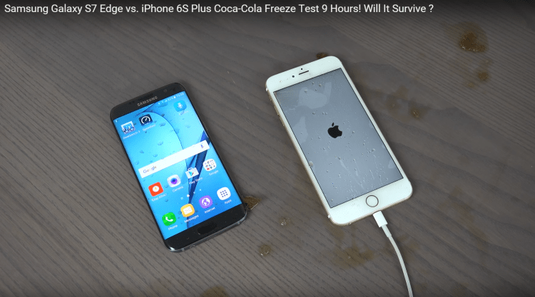 Samsung Galaxy S7 Edge vs. iPhone 6S Plus Coca-Cola Freeze Test