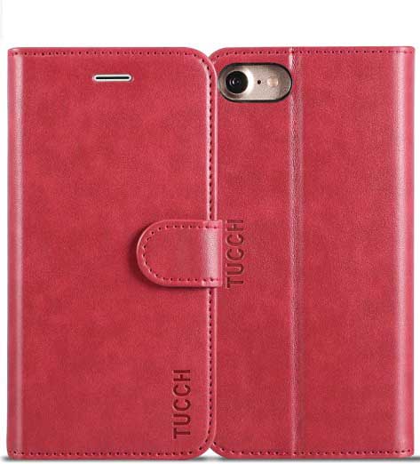 iPhone-7-Case-iPhone 7-Wallet-Case-TUCCH-Leather-Wallet-Phone-Case-Card-Slot-Flip-Wallet-Stand-Red-iphone-7-and-iphone-7-plus-drop-test