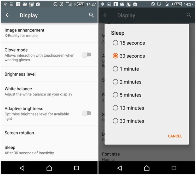 screen timeout  to extend Android Phone battery life