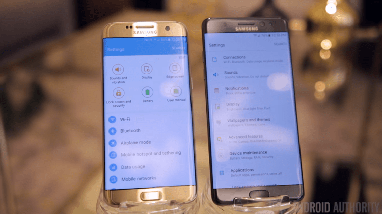 Samsung Galaxy Note 7 vs Samsung Galaxy S7 Edge: note 7 system