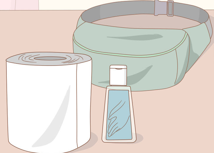 Stock a hip pack for each member of your party with a small roll of toilet paper, and a small bottle of hand sanitizer