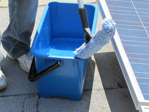 How to Maintain Solar Panels:Mix the soap with water in a bucket