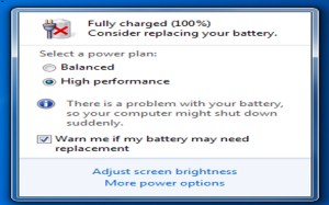   My Computer Displays "Consider Replacing Your Battery"