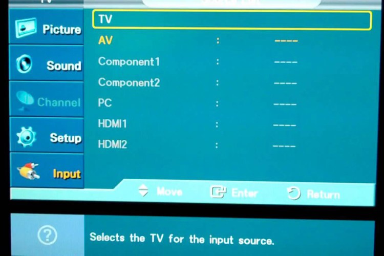 tv screen for input switch