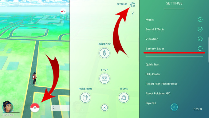 Pokémon GO Tips to Save Battery Life:Battery Saver Mode