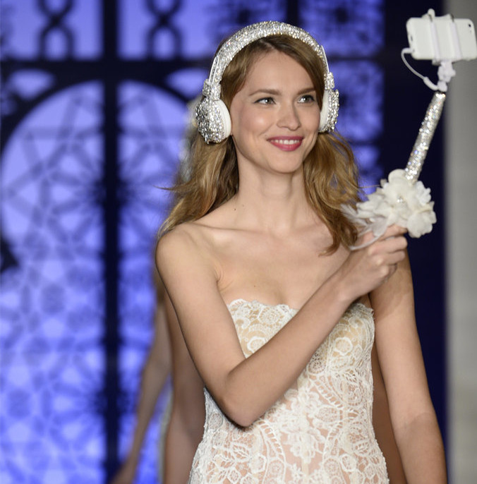 Reem Acra Bridal Headphones and Selfie Stick