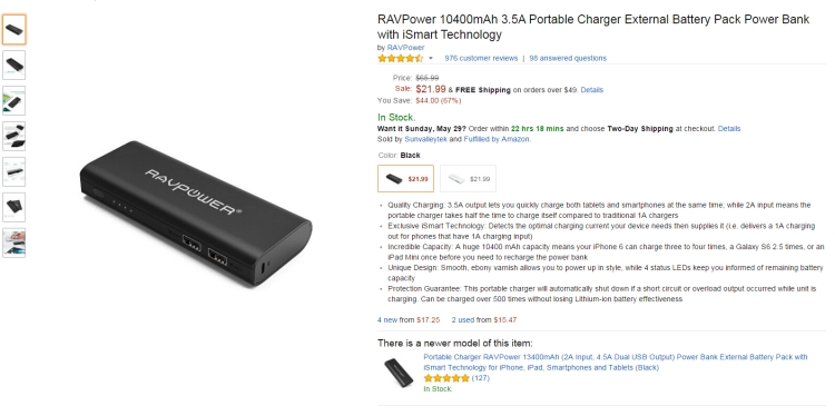 How To Charge RAVPower 10400mAh 3.5A Portable Charger